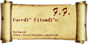 Forró Filomén névjegykártya